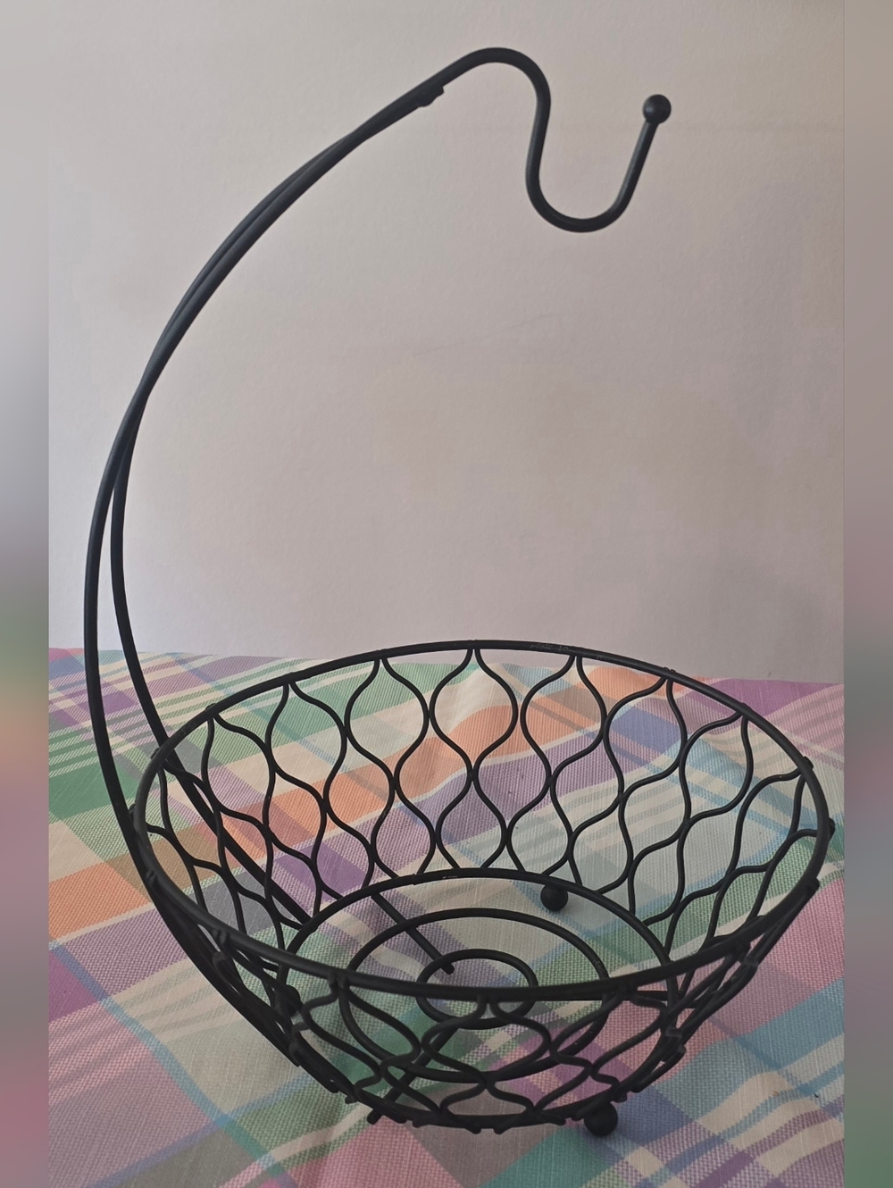 Black Wrought Metal Hanging Fruit Basket